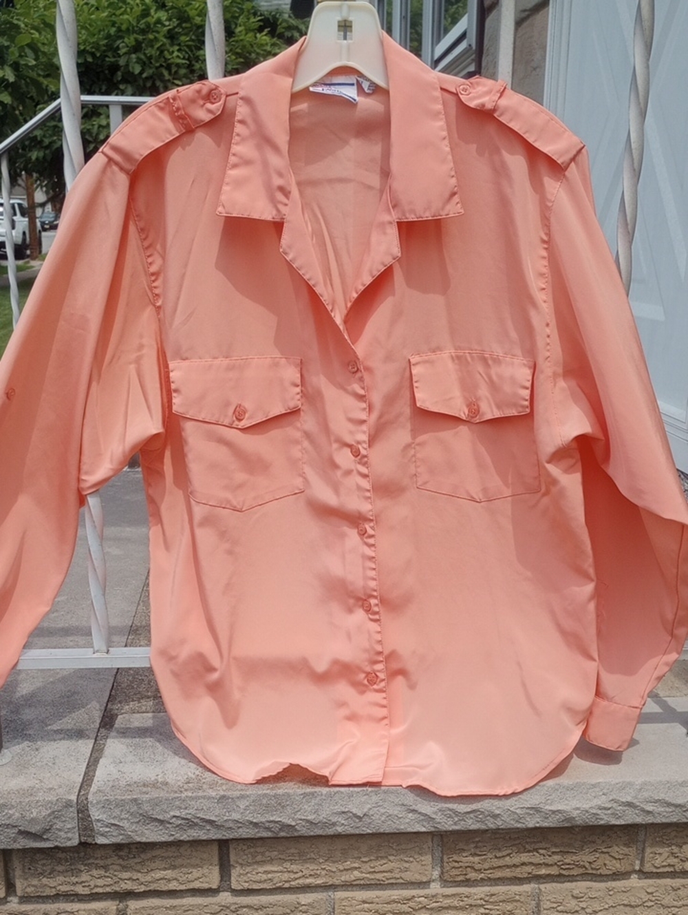 Avon Fashions Classic Traditional Button-Down Vintage Coral Polyester Blouse